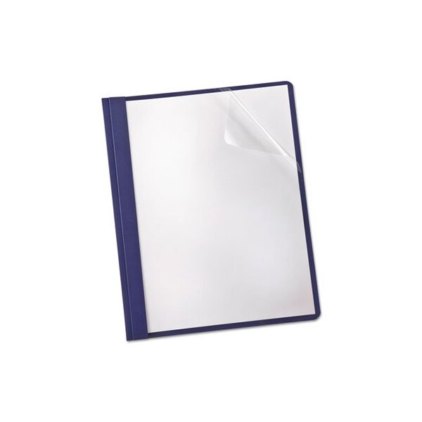 Tops Business Forms Oxford, Linen Finish Clear Front Report Cover, 3 Fasteners, Letter, Navy, 25PK 53343 - main